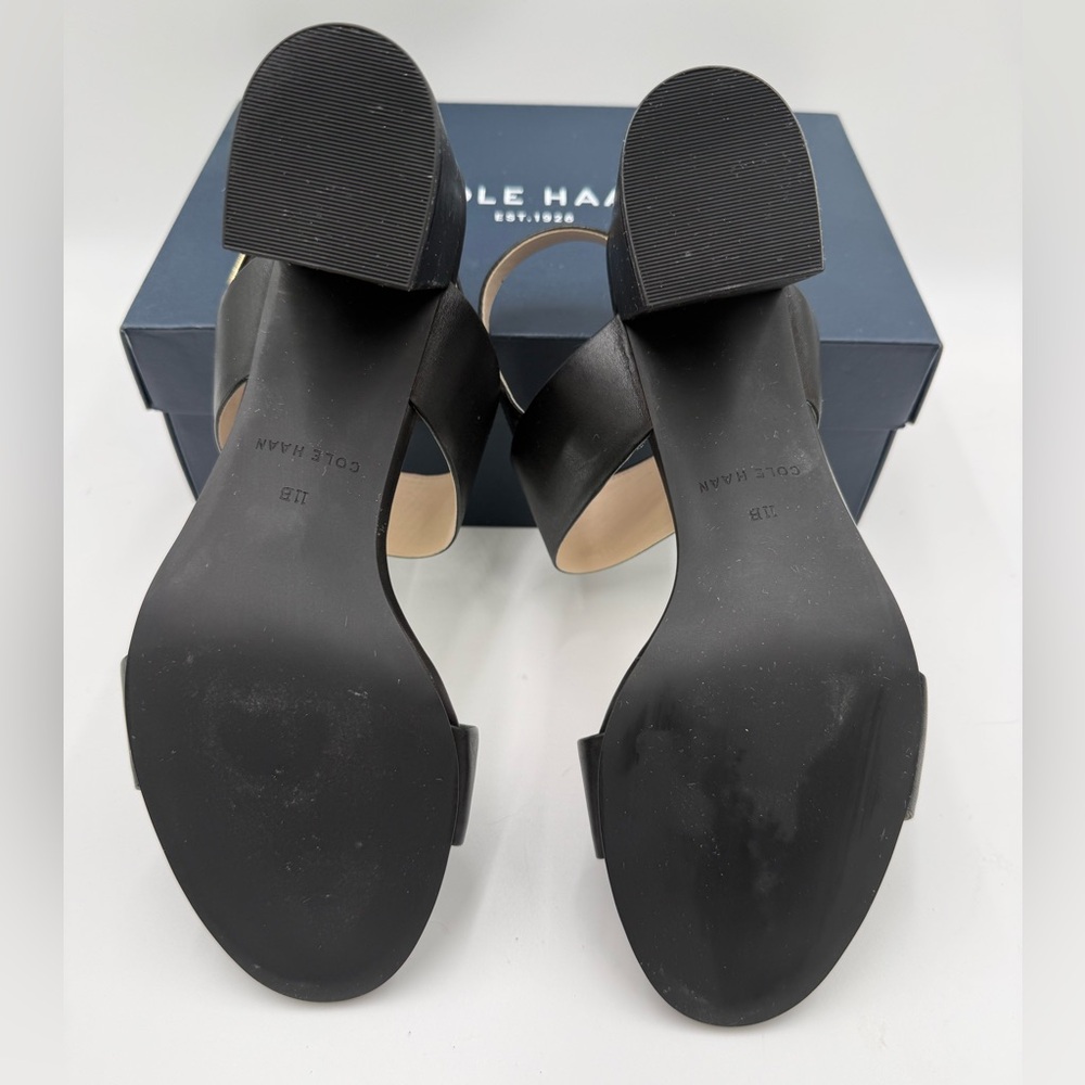 Cole Haan Avani City Black Leather. Block Heel Sandals Size 11B - Picture 5 of 5